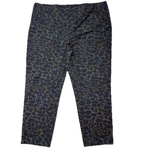 Chicos Stretch Pull On Ankle Animal Print Pants Size 4R / 20 Work Wear Office
